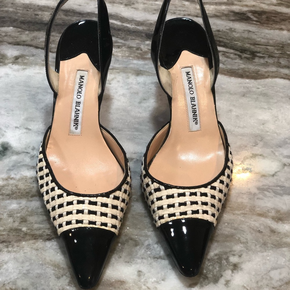 Manolo Blahnik Slingbacks Kitten Heel